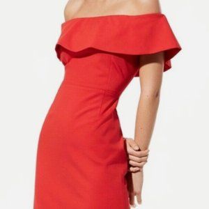 Babaton Stretch Jersey coral off the shoulder dress size 0